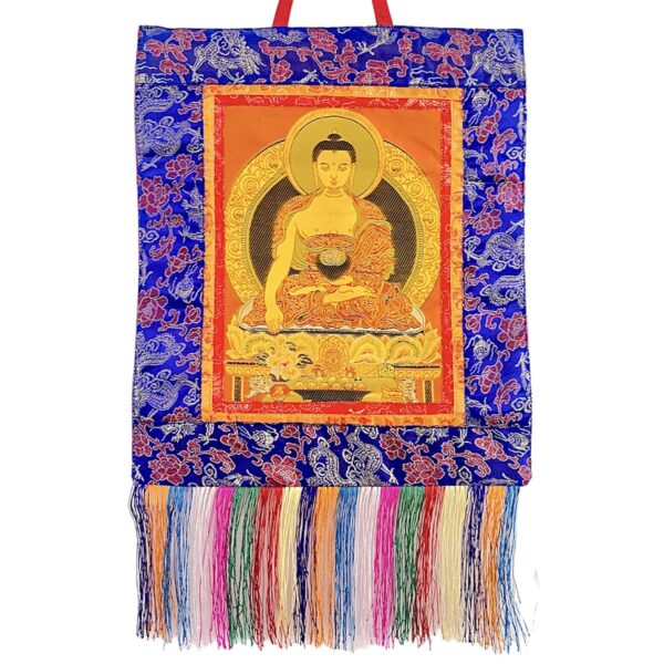 Thangka Buda Brocado 28x40cm con fondo blanco